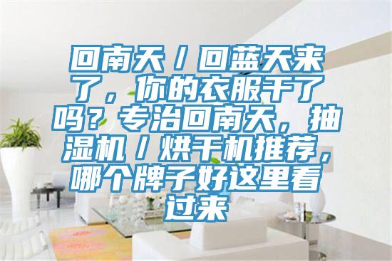 回南天／回藍天來了，你的衣服干了嗎？專治回南天，抽濕機／烘干機推薦，哪個牌子好這里看過來